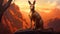 Eerily Realistic Kangaroo Illustration With Sunset Background In Artgerm Style