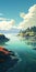 Eerily Realistic Lagoon Masterpiece: Scenic Landscape Of Lakes, Ocean, And Mountains