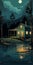 Eerily Realistic Lake Cottage Illustration With Detailed Hunting Scenes