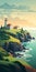 Eerily Realistic Lighthouse And Countryside Scenic Print Illustration