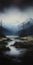 Eerily Realistic Painting Of Mountains In A Forest And River