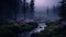 Eerily Realistic Purple Slashing Stream In Forest: Terragen Serene Pastoral Scenes