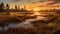 Eerily Realistic Swamp Marsh Sunset Illustration In High Resolution