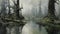 Eerily Realistic Swamp Painting With Water And Trees