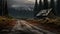 Eerily Realistic Wooden Cabin On A Road Surrounded By Majestic Mountains