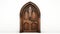 Eerily Realistic Wooden Gothic Door On White Background