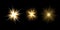 Effect of golden glowing lights, flares, explosion and stars.