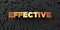 Effective - Gold text on black background - 3D rendered royalty free stock picture