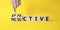 Effective and Productive symbol. Businessman Hand turns a cube and changes the word Productive to Effective. Beautiful yellow