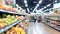 Effervescent Hues: Abstract Blur Supermarket as Enchanting Background