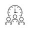 Efficiency Team Work Process Schedule Clock Optimization Line Icon. Time Management Outline Icon. Productivity, Control