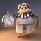 Efficient 3d penguin pharaoh Tutankhamun holding a gold stopwatch, 3d illustration