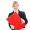 Efficient businesswoman with red clipboard