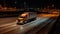 Efficient Delivery Services: Modern Truck Speeding Down an Empty Highway at Night, Generative AI