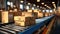 Efficient Operations in a Busy Warehouse packages conveyer belt, Modern warehouse