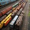 Efficient rail Top view of different railway wagons for logistics