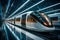 Efficient transportation sleek train displays modern design in subway station