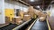 Efficient warehouse fulfillment center with seamless conveyor belt transporting packages