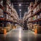 Efficiently Organized Warehouse Interior Showcasing Orderliness. Generative AI