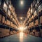 Efficiently Organized Warehouse Interior Showcasing Orderliness. Generative AI