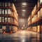 Efficiently Organized Warehouse Interior Showcasing Orderliness. Generative AI