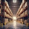 Efficiently Organized Warehouse Interior Showcasing Orderliness. Generative AI