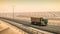 Efficiently Transport Goods Across the Desert in a Modern Cargo Truck on Highway, Generative AI