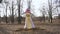 A effigy of Maslenitsa is in the park during the religious holiday of Butter Lady. A stuffed scarecrow of Crepe Week in