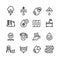 Effluent water treatment. Water purification linear vector icons