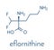 Eflornithine drug molecule. Used to treat facial hirsutism excessive hair growth and African trypanosomiasis sleeping sickness