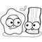 Egg and bacon characters. Vector black and white coloring page.