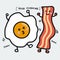 Egg and bacon dancing cartoon vector illustration doodle style