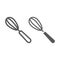Egg beater line and glyph icon, kitchen