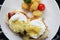 Egg benedict , poached eggs with toast , English Breakfast