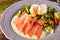 Egg benedict, smoked salmon and salad