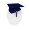 An egg with blue graduation hat