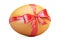 Egg with bow and ribbon closeup, gift concept. 3D rendering