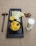 Egg cake, roughage steamed bread and side dishes breakfast set meal