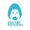 egg cat restaurant blue logo design illustration