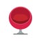 Egg chair red furniture design interior illustration. Armchair vector icon contemporary decoration style. Furnishing ball