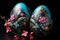 Egg-citing Easter: A Stunning Display of Two Colorful Eggs on a Mysterious Black Background