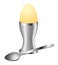 Egg in a dish with a spoon