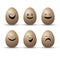 Egg easter character vector cartoon emotion face illustration set