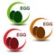 Egg free symbols on white background. Silhouettes eggs in a circle with shadow.