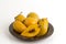 Egg fruit, Canistel, Yellow Sapote (Pouteria campechiana (Kunth) Baehni) on white background.