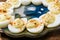 Egg plate with deviled eggs