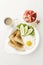 Egg salad toast fruit and coffee breakfast set