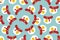 Egg and sausage love pattern seamless. Fried egg and bacon background. breakfast texture