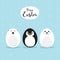 Egg Shaped animals Character Set for Easter day, Easter eggs paint. A Cute Polar Bear, Penguin, Baby Seal Pup character on sky