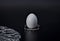 Egg on a silver stand black background